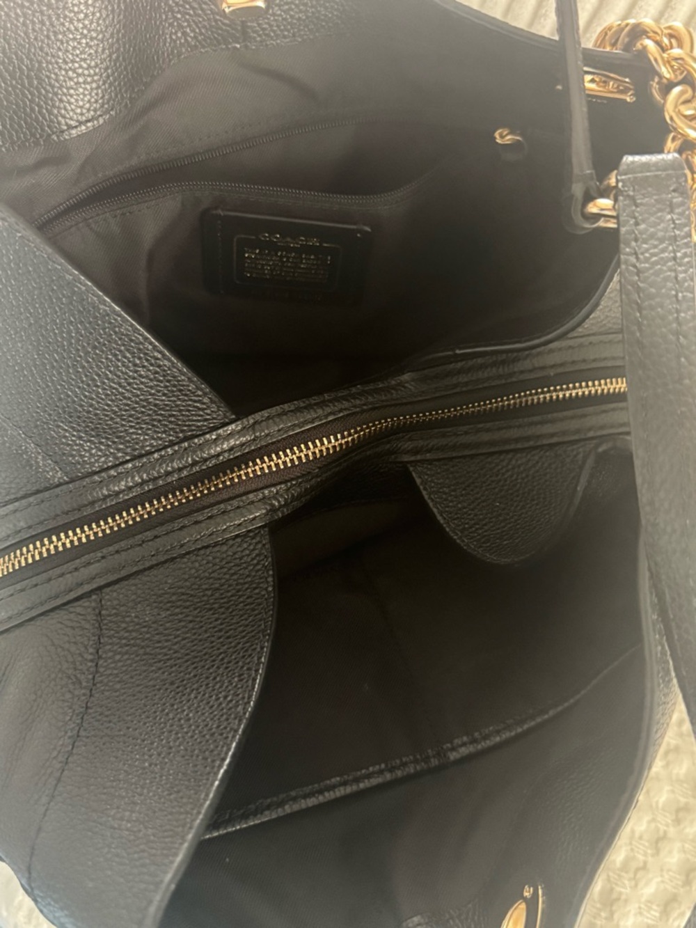 Coach Black Pebbled Leather Shoulder Bag with Gold Hardware - Picture 11 of 16